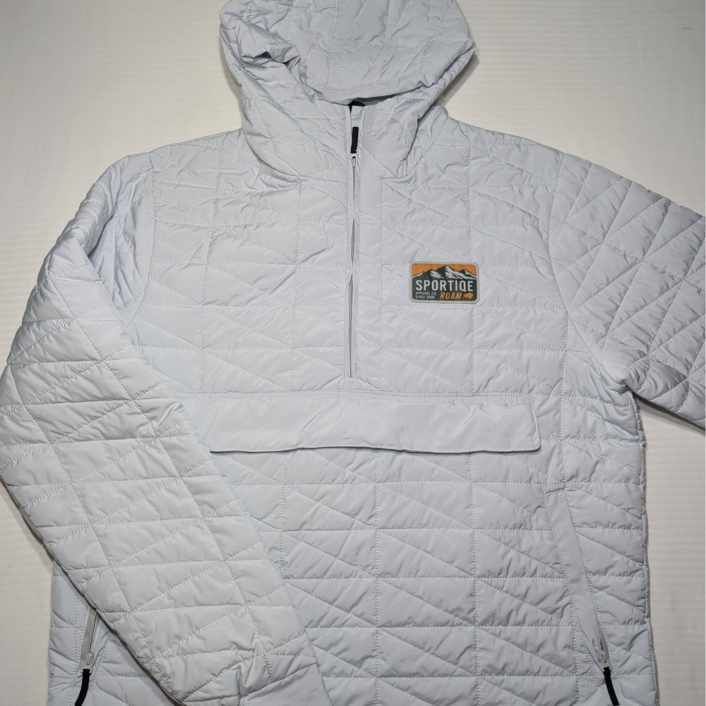 Sportiqe Men L‎ Roam Recycled Polyester Quilted Half Zip Anorak Jacket Ice Blue